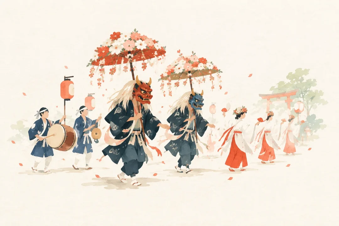 やすらい祭(川上大神宮社)をテーマにした祭りのイメージ