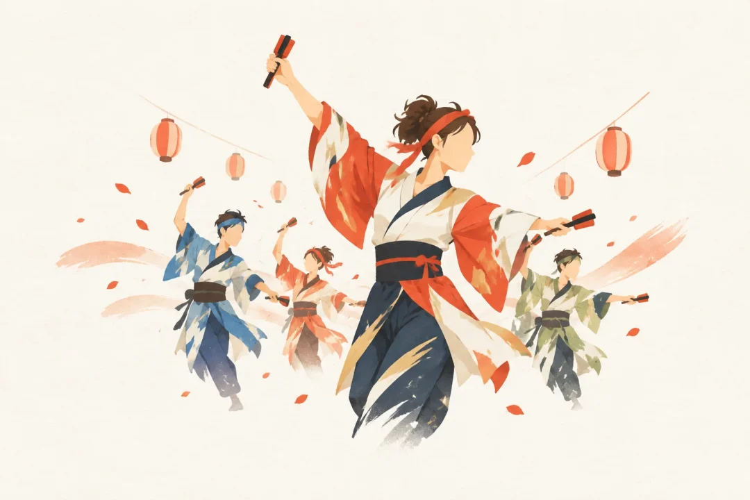 よさこい祭りをテーマにした祭りのイメージ