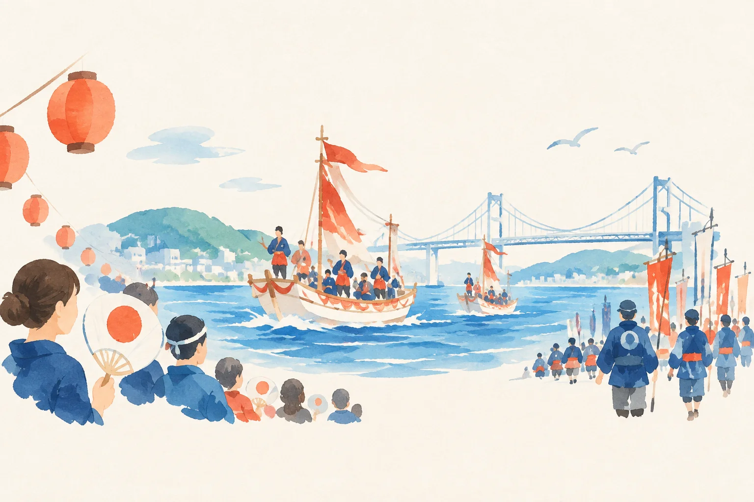 しものせき海峡まつりをテーマにした祭りのイメージ