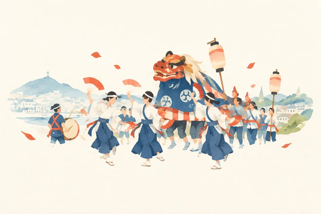 長崎くんちをテーマにした祭りのイメージ