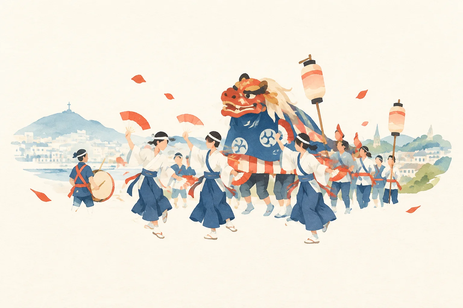 長崎くんちをテーマにした祭りのイメージ