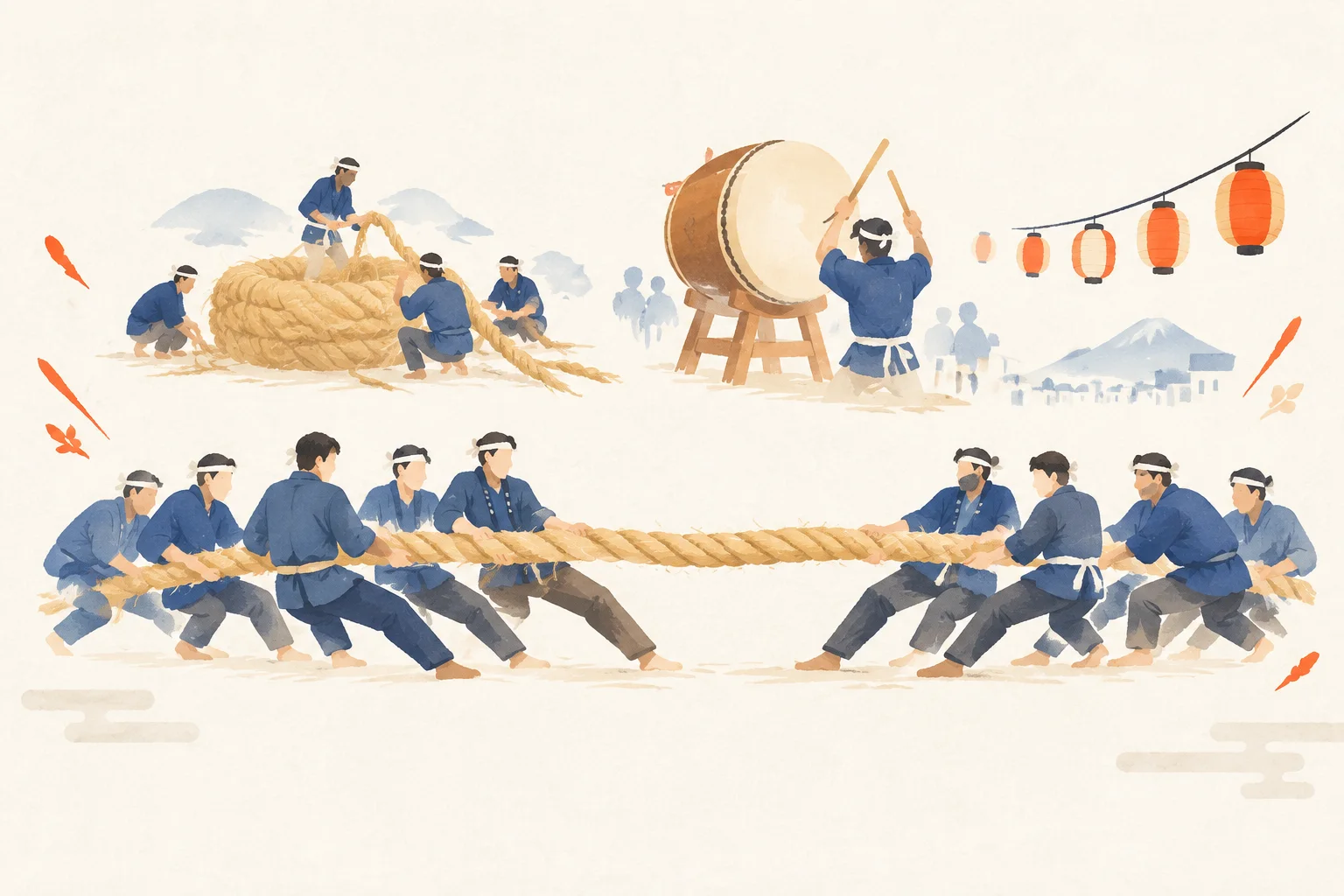 川内大綱引をテーマにした祭りのイメージ