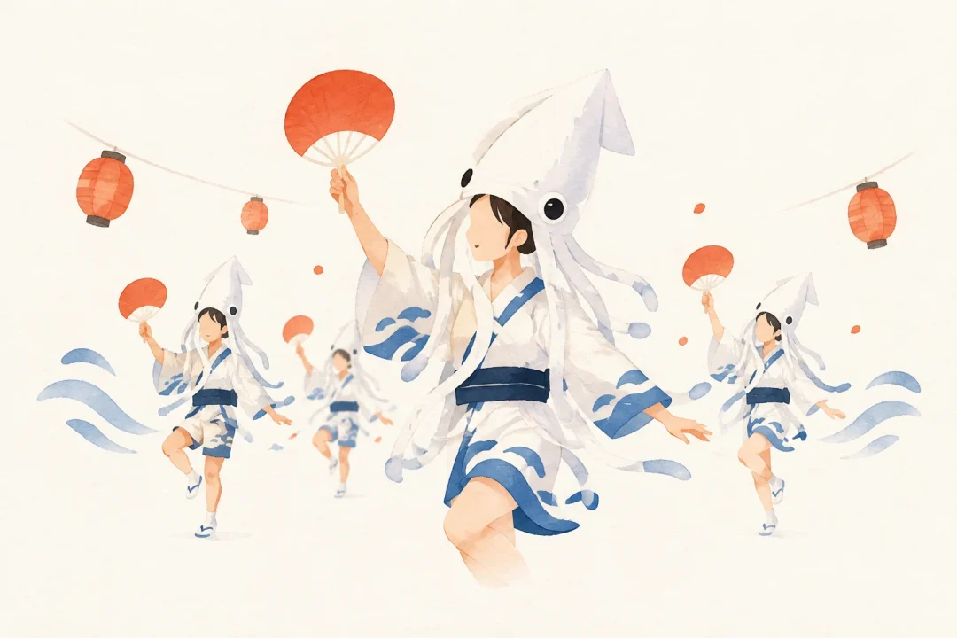 いか踊りをテーマにした祭りのイメージ