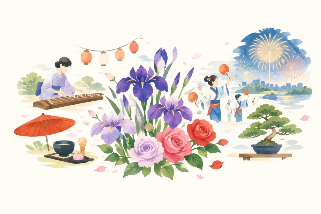 いわみざわ彩花まつりをテーマにした祭りのイメージ