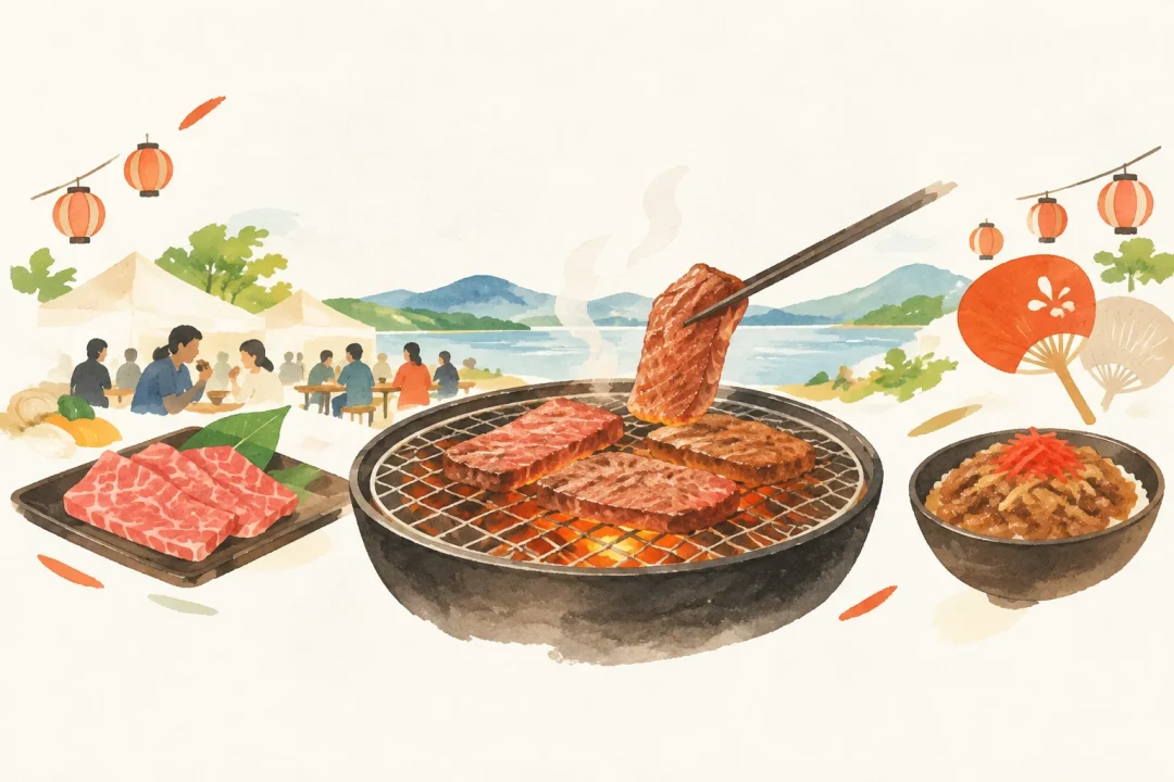 白老牛肉まつりをテーマにした祭りのイメージ