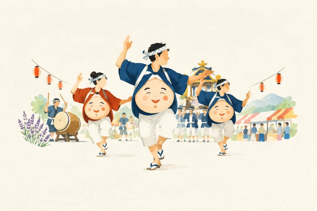 北海へそ祭りをテーマにした祭りのイメージ