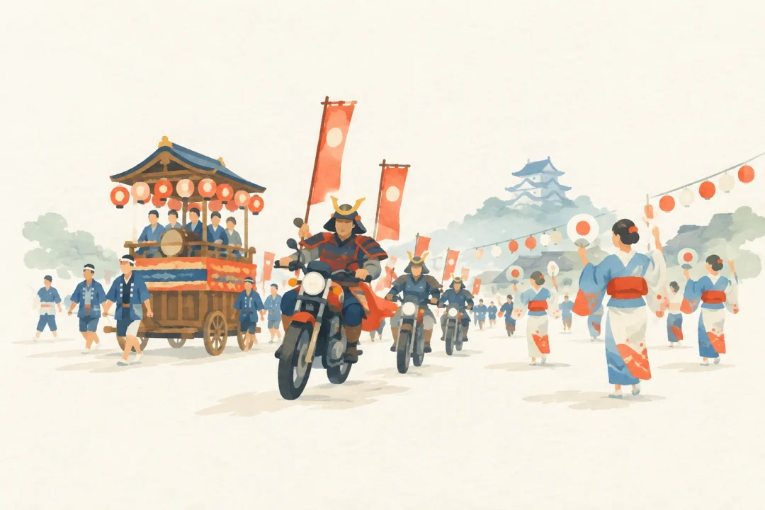 松前城下時代まつりをテーマにした祭りのイメージ