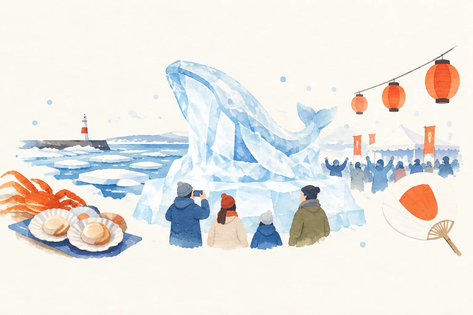 もんべつ流氷まつりをテーマにした祭りのイメージ