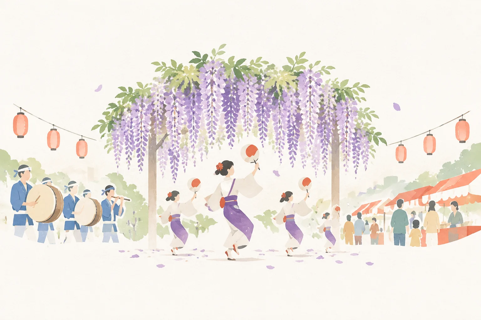 春日部藤まつりをテーマにした祭りのイメージ