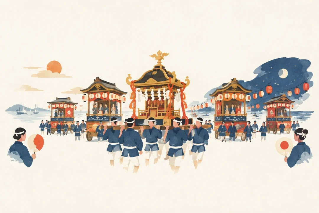 川内八幡宮例大祭をテーマにした祭りのイメージ