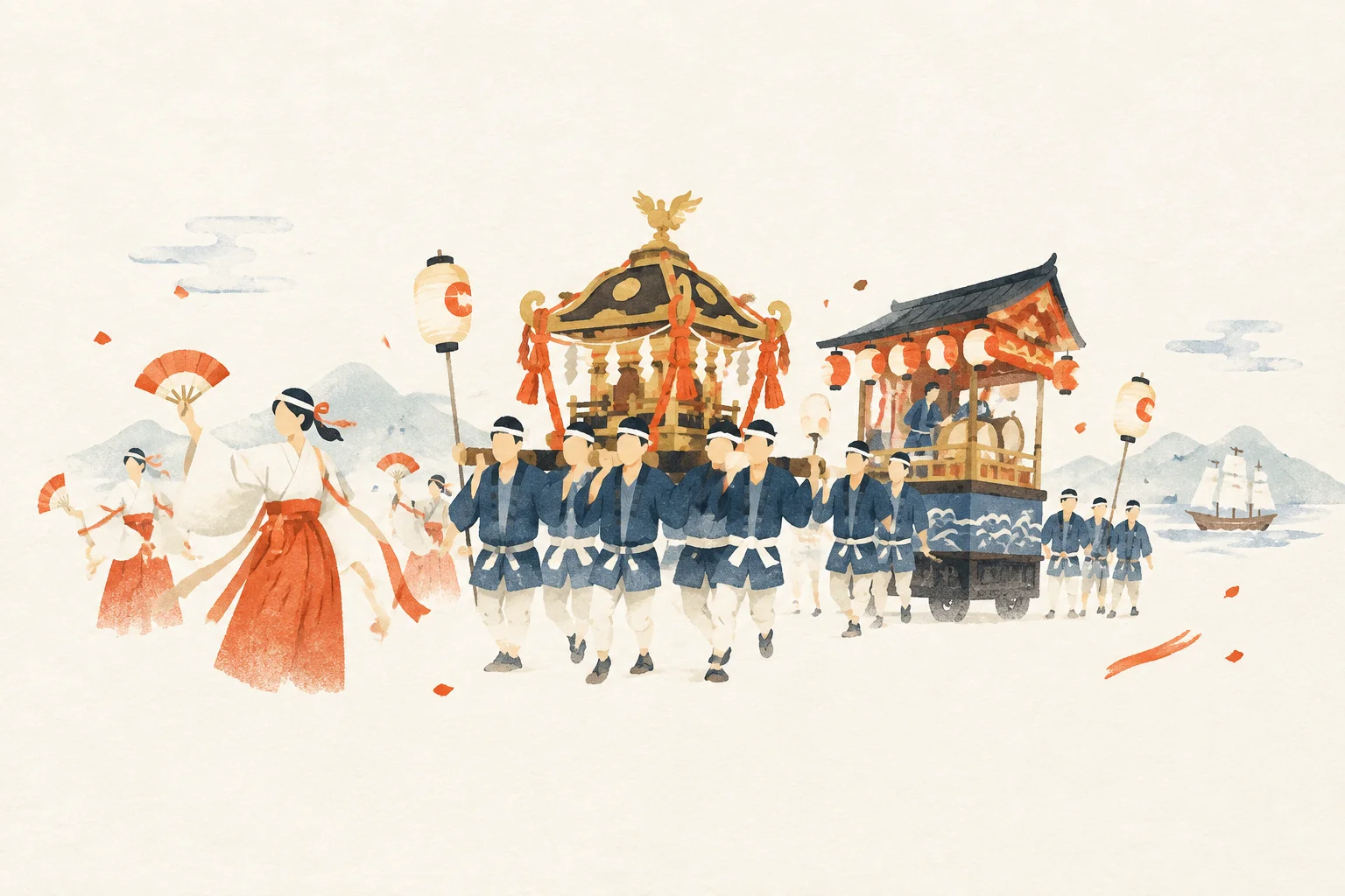 箭根森八幡宮例大祭をテーマにした祭りのイメージ
