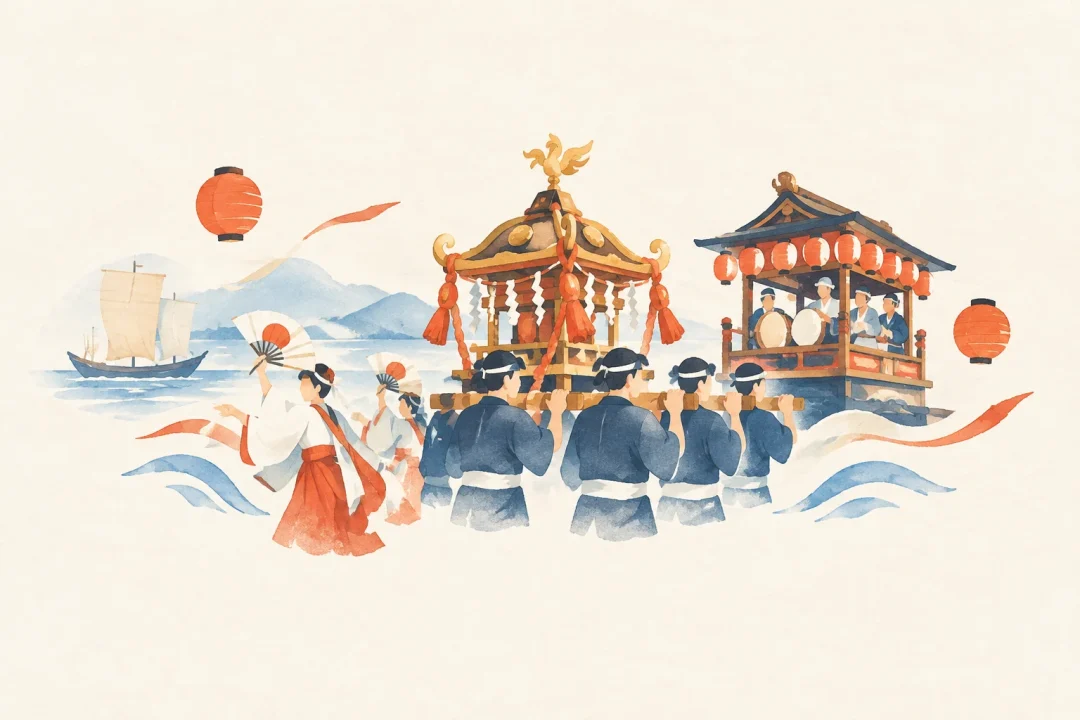 脇野沢八幡宮例大祭をテーマにした祭りのイメージ