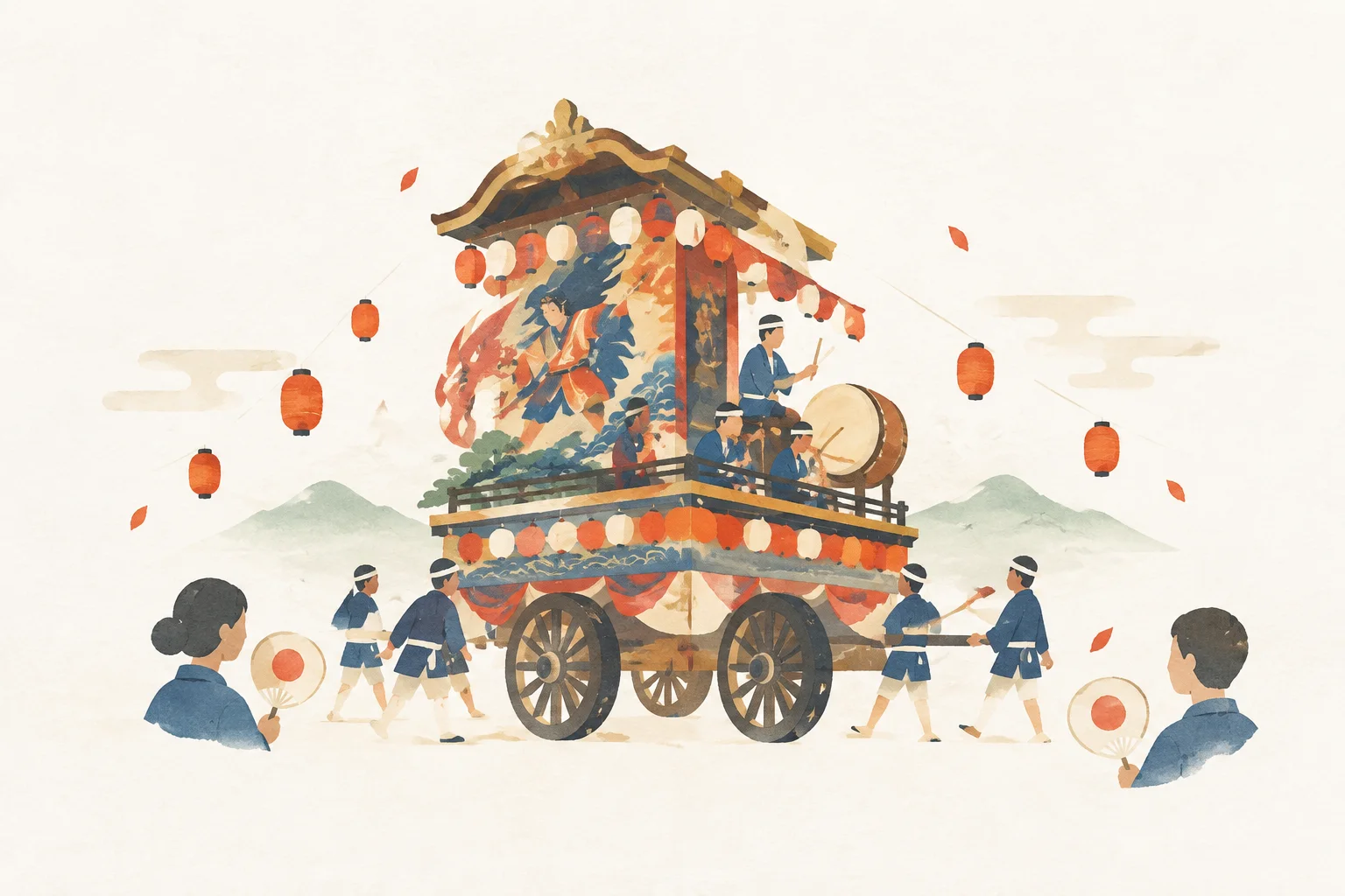 A festival-themed image of Kurikoma Dashi Matsuri