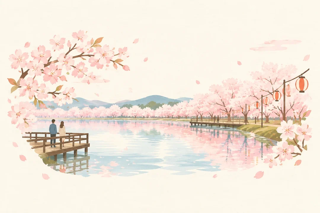 平筒沼ふれあい公園桜まつりをテーマにした祭りのイメージ