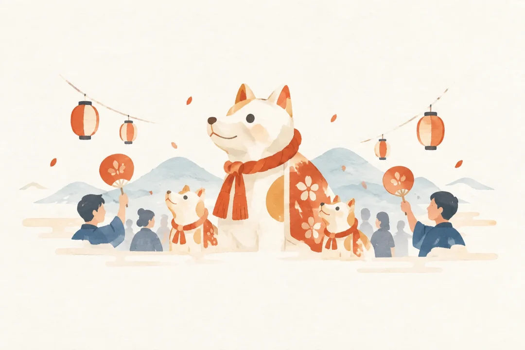 犬っこまつりをテーマにした祭りのイメージ