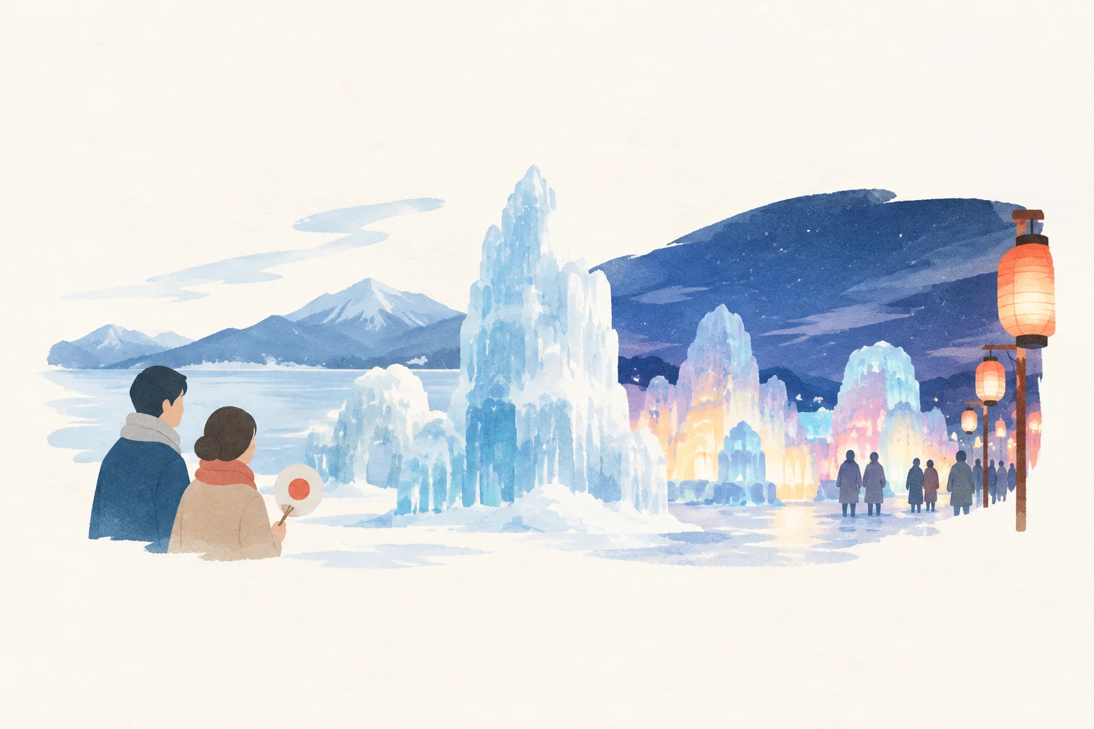千歳・支笏湖氷濤まつりをテーマにした祭りのイメージ