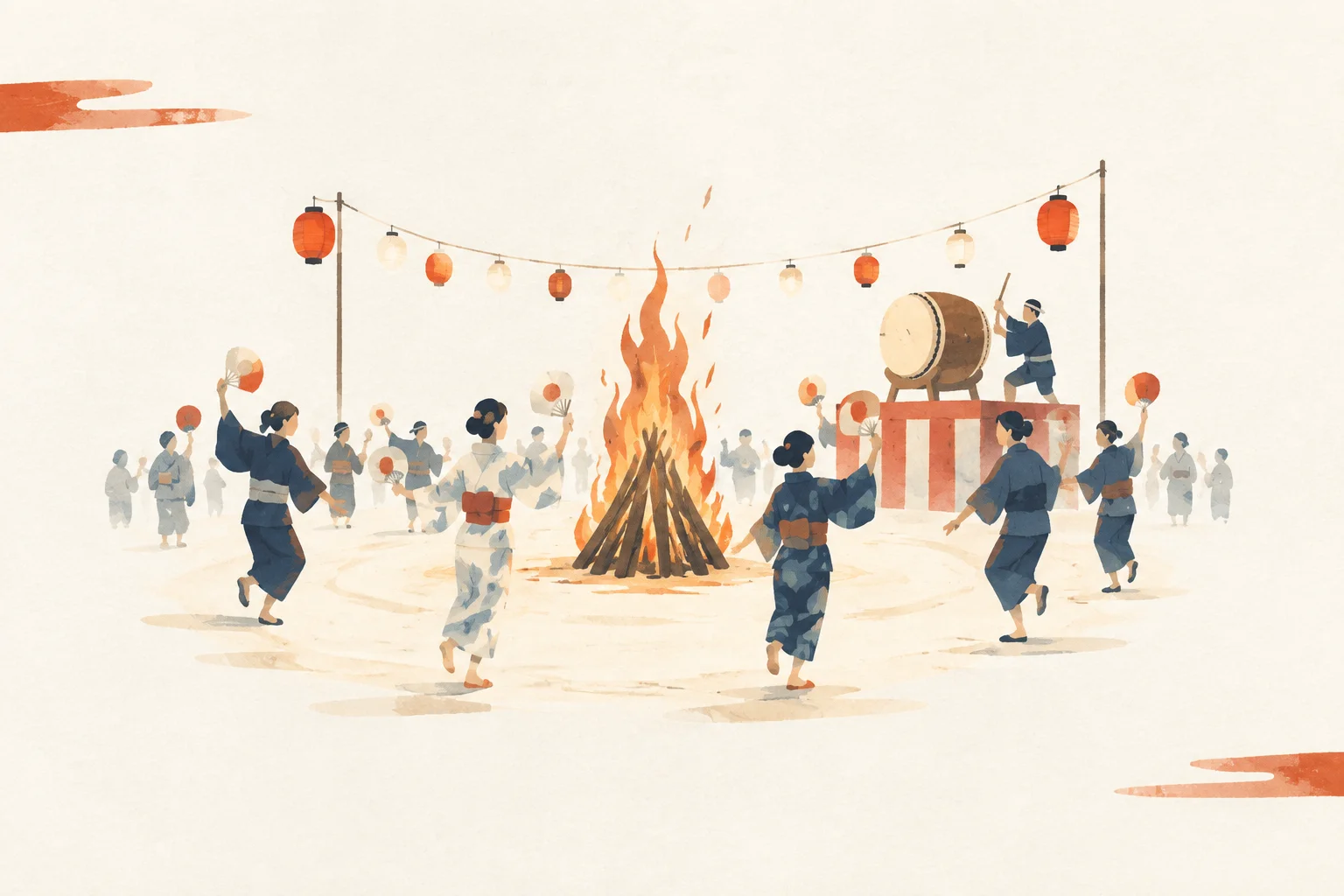 以鹿角盆舞為主題的祭典示意圖
