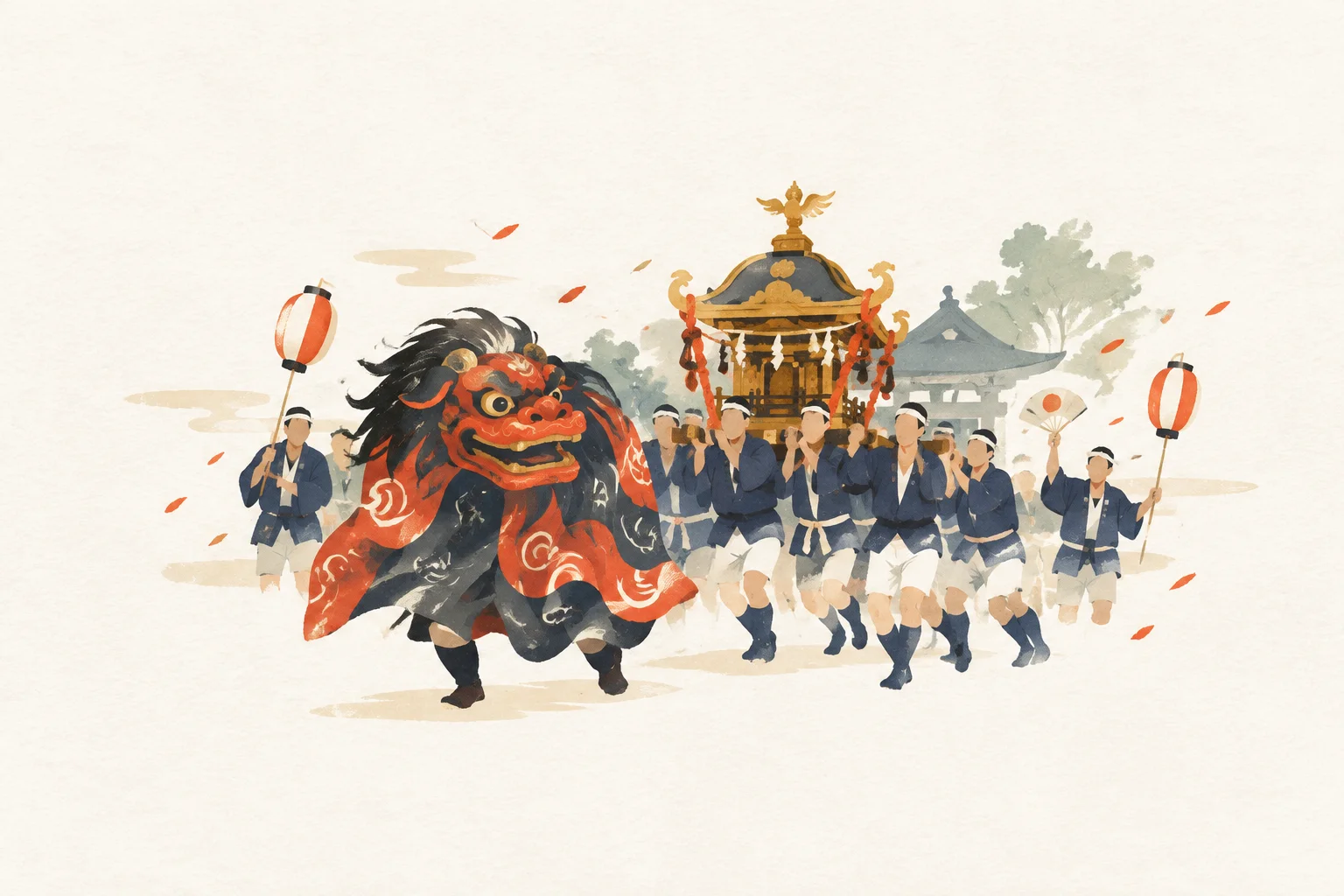 An illustration inspired by the Shiono Bishamondo Festival
