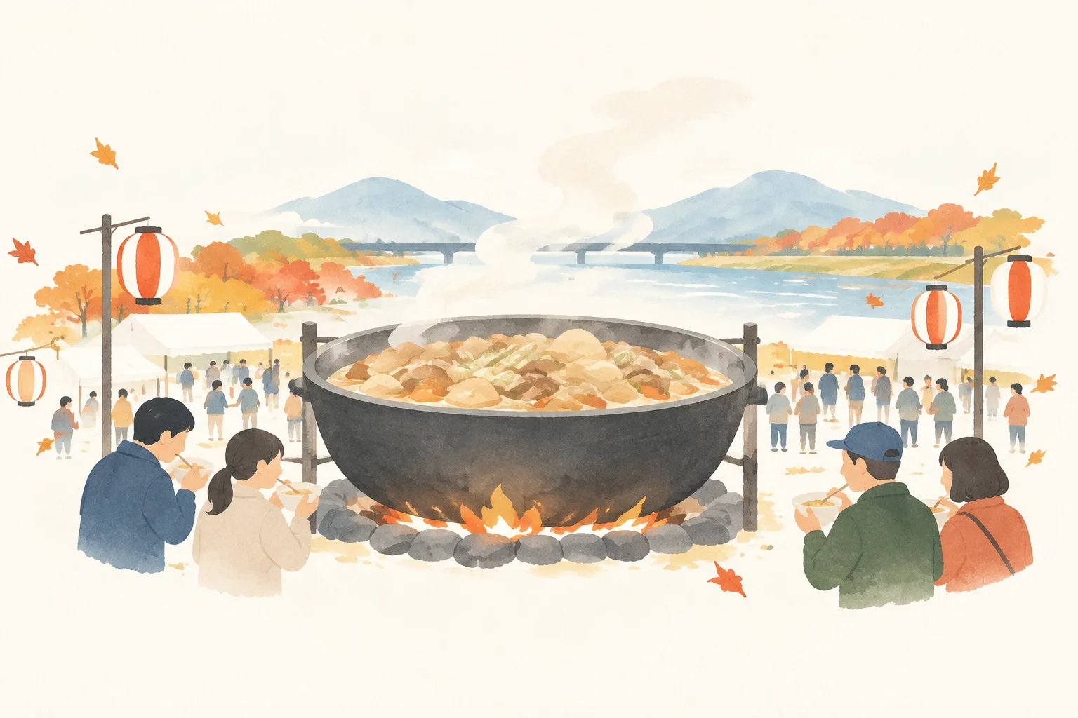 Illustration of a festival themed around the Japan&rsquo;s No. 1 Imoni Festival