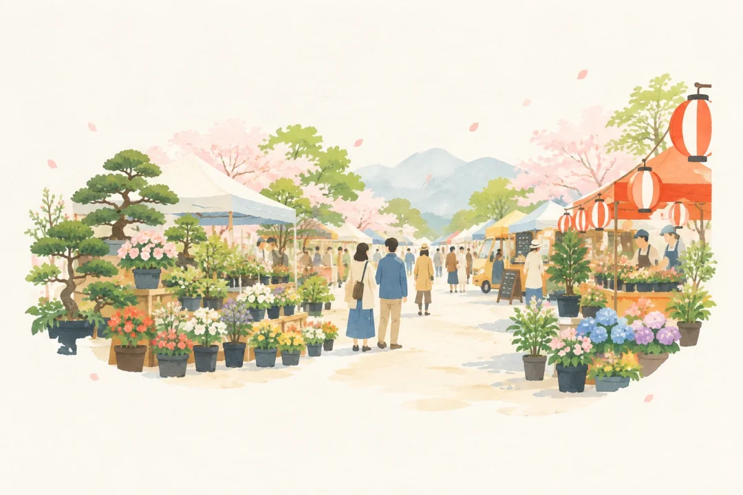 薬師祭植木市をテーマにした祭りのイメージ