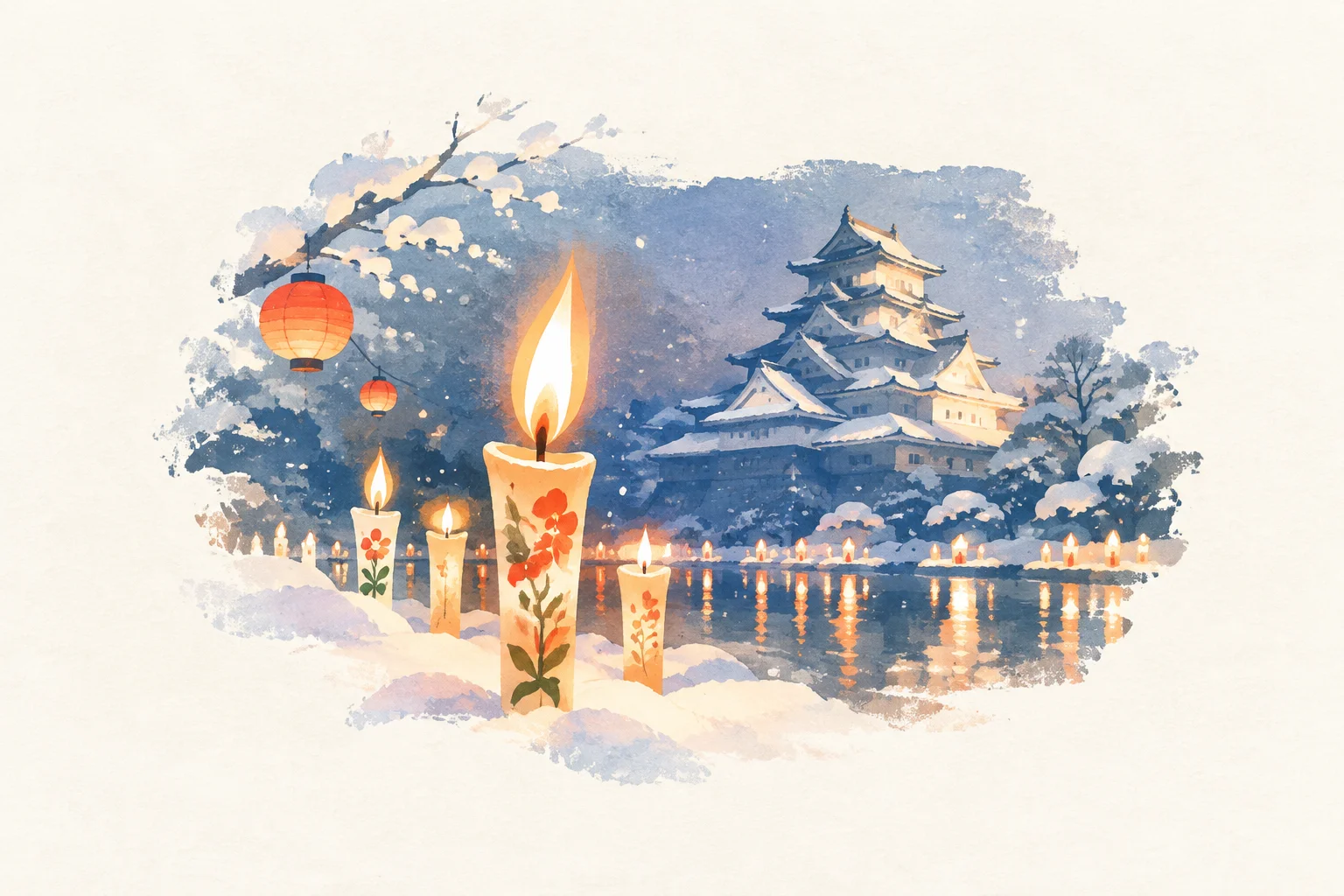 会津絵ろうそくまつりをテーマにした祭りのイメージ