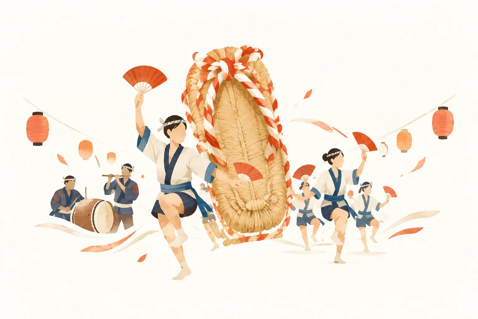 福島わらじまつりをテーマにした祭りのイメージ