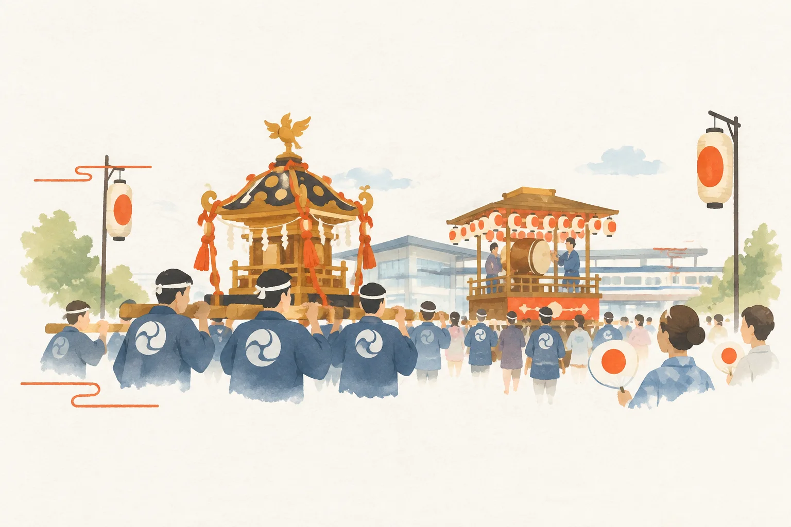 岩瀬駅前夏祭りをテーマにした祭りのイメージ
