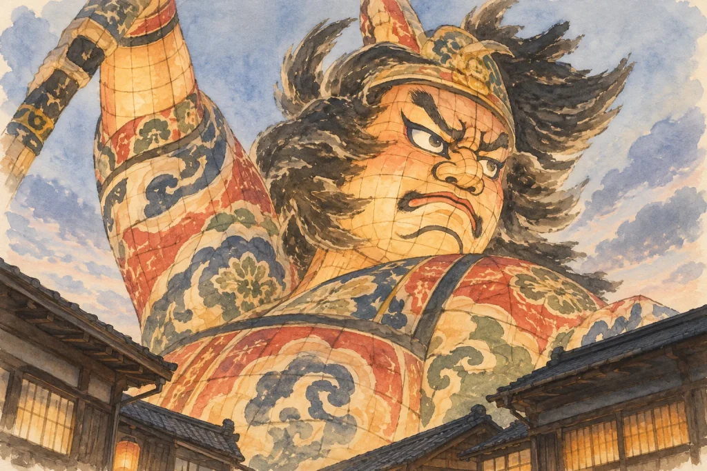 五所川原立佞武多の高さと町の細部