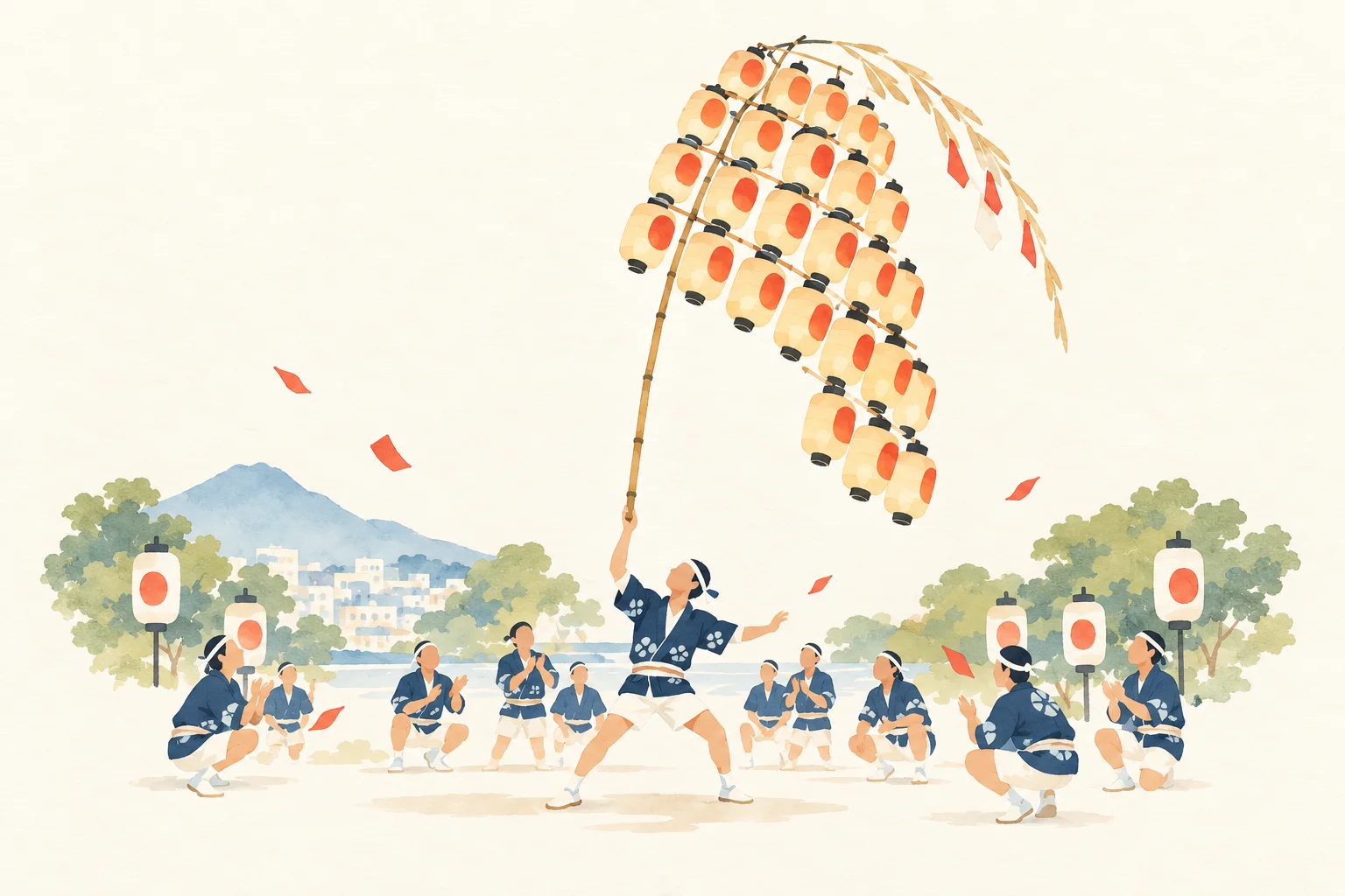 秋田竿燈の稲穂と技