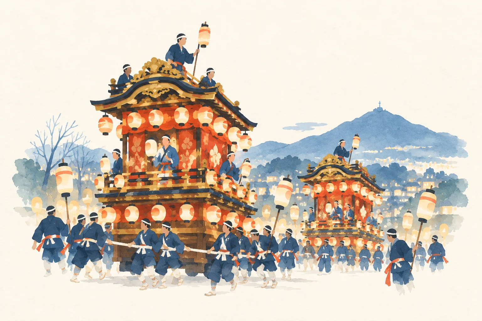 秩父夜祭の笠鉾と屋台