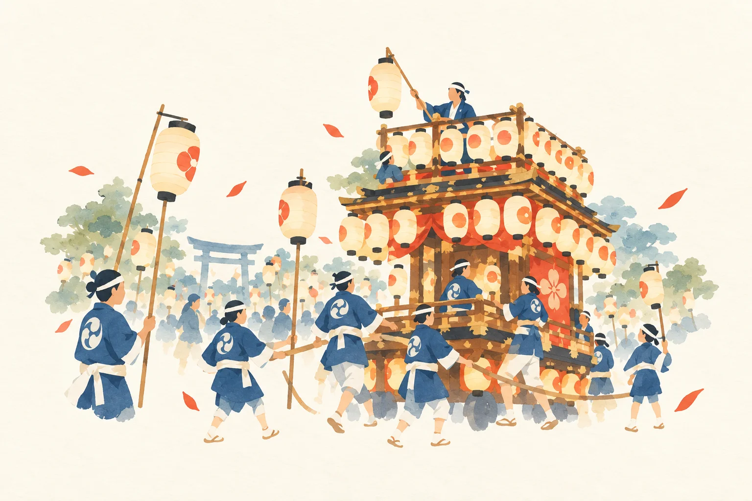 提灯が美しいお祭り