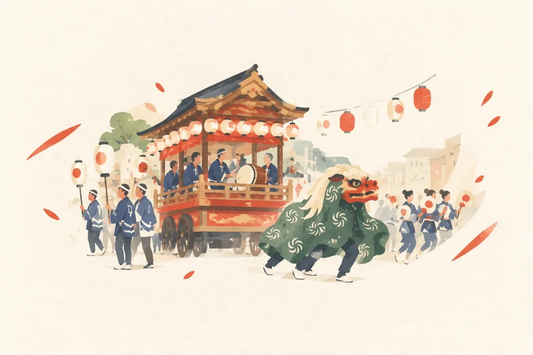 掛川祭をテーマにした祭りのイメージ