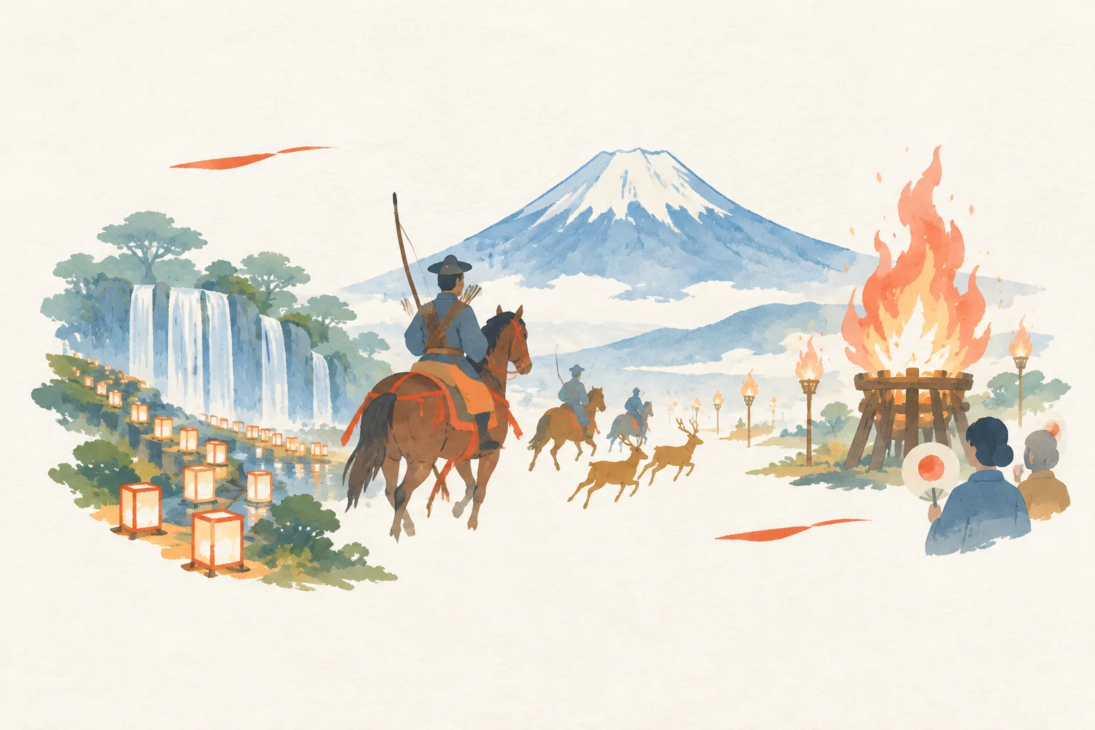 富士の巻狩りまつりをテーマにした祭りのイメージ