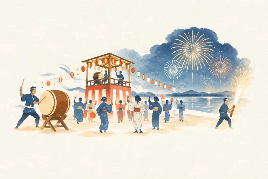 一宮市びさい夏まつりをテーマにした祭りのイメージ
