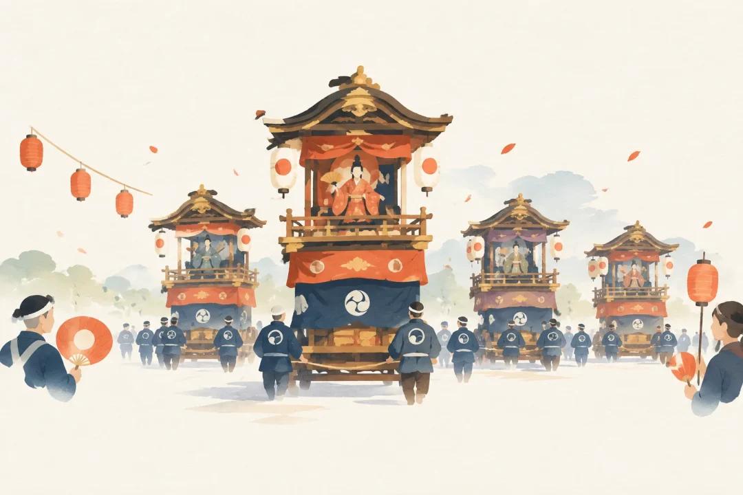 小牧秋葉祭をテーマにした祭りのイメージ