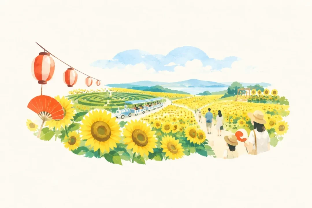 北竜町ひまわりの里・ひまわりまつりをテーマにした祭りのイメージ