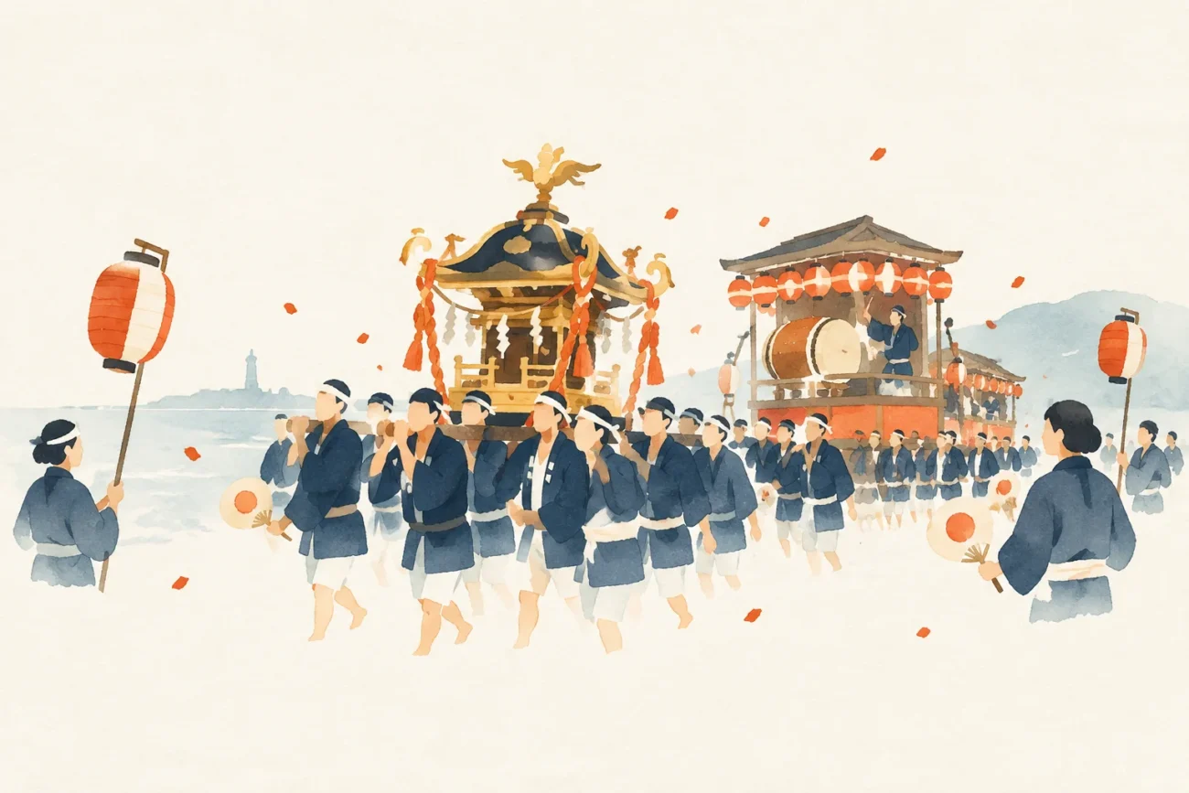 金刀比羅神社例大祭をテーマにした祭りのイメージ