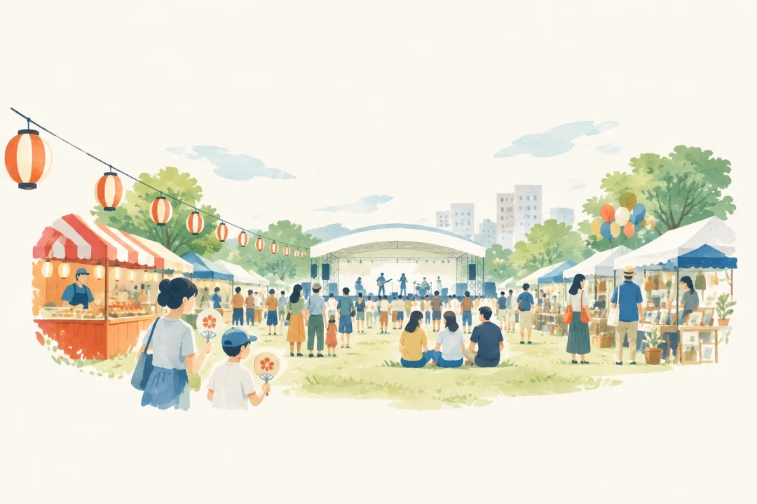 桃花台まつりをテーマにした祭りのイメージ