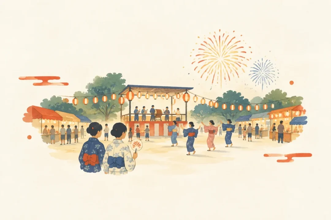 しちのへ夏まつりをテーマにした祭りのイメージ