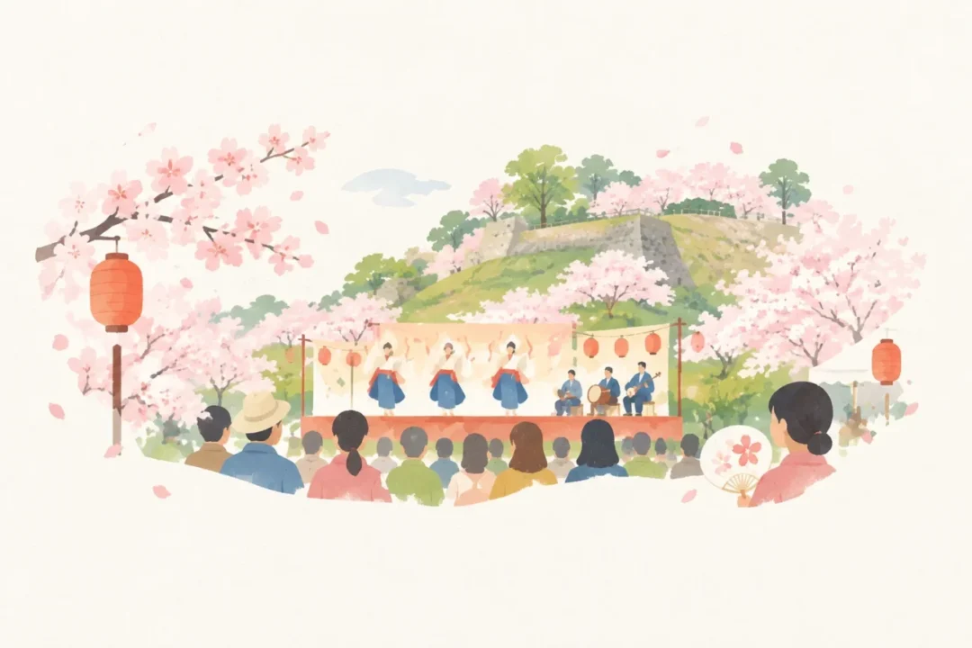 さんのへ春まつりをテーマにした祭りのイメージ