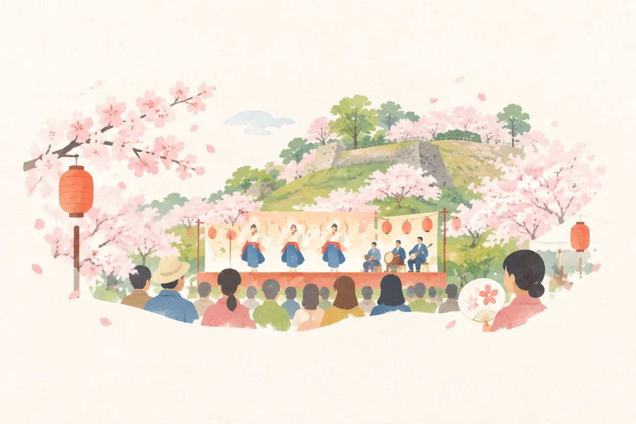 さんのへ春まつりをテーマにした祭りのイメージ