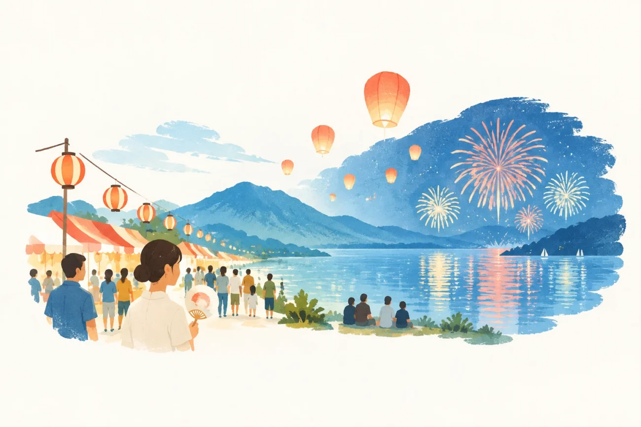 十和田湖湖水まつりをテーマにした祭りのイメージ