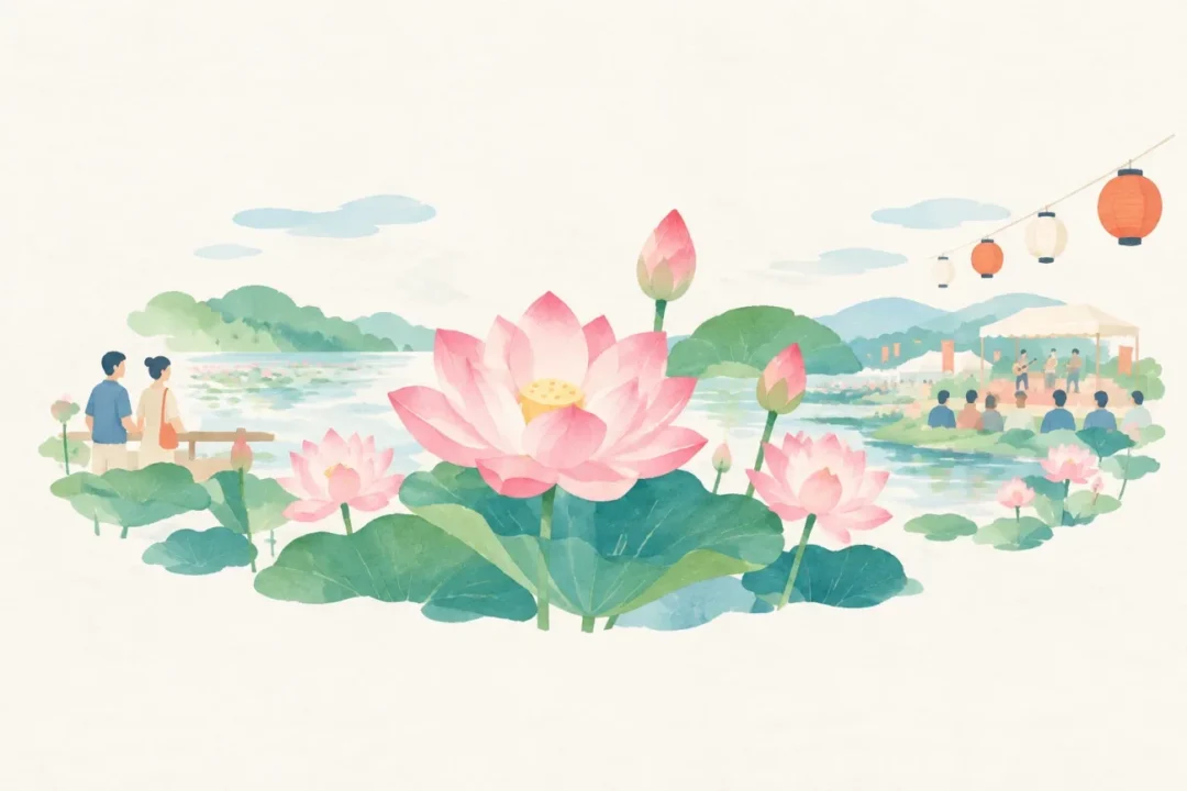 平川市 蓮の花まつりをテーマにした祭りのイメージ