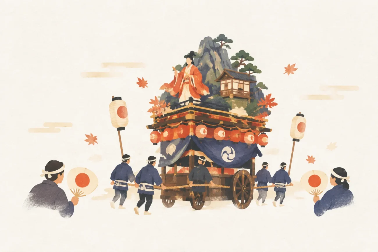 以丰间秋祭山车活动为主题的祭典印象