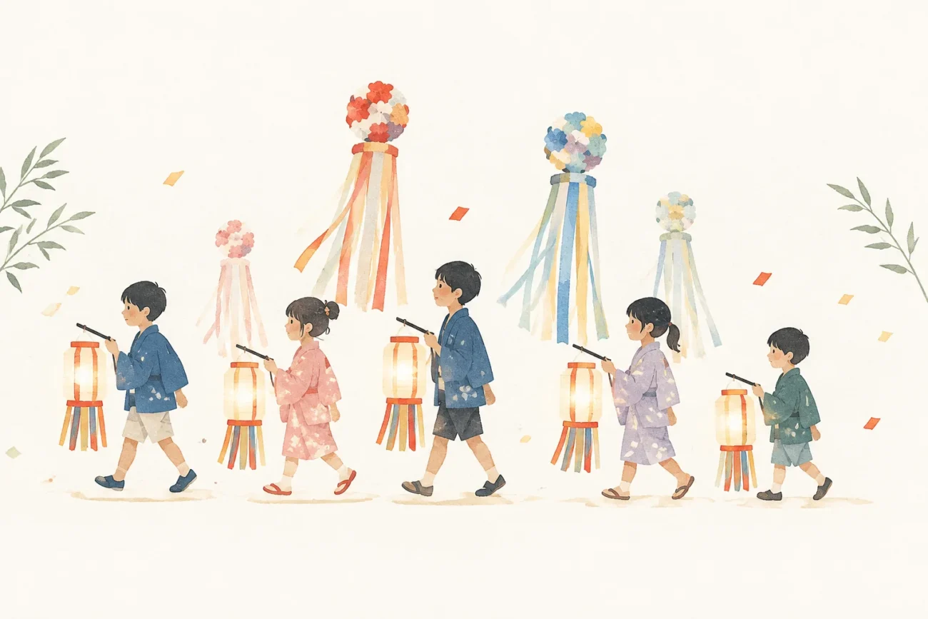 Image of a festival themed around the Higashine Tanabata Festival event