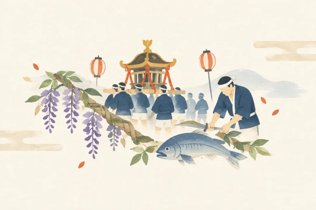 藤切り祇園祭をテーマにした祭りのイメージ