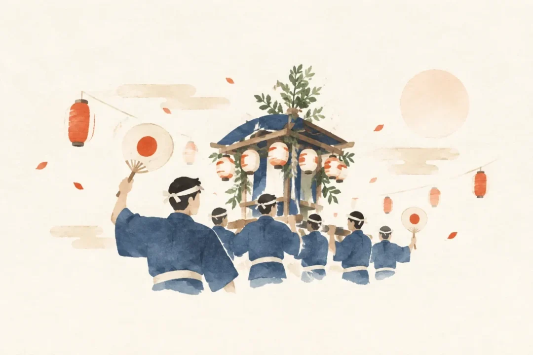 立延の青屋祭をテーマにした祭りのイメージ