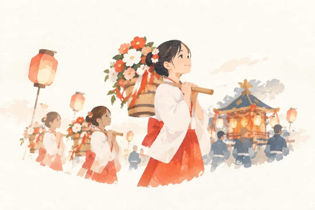 花桶かつぎをテーマにした祭りのイメージ