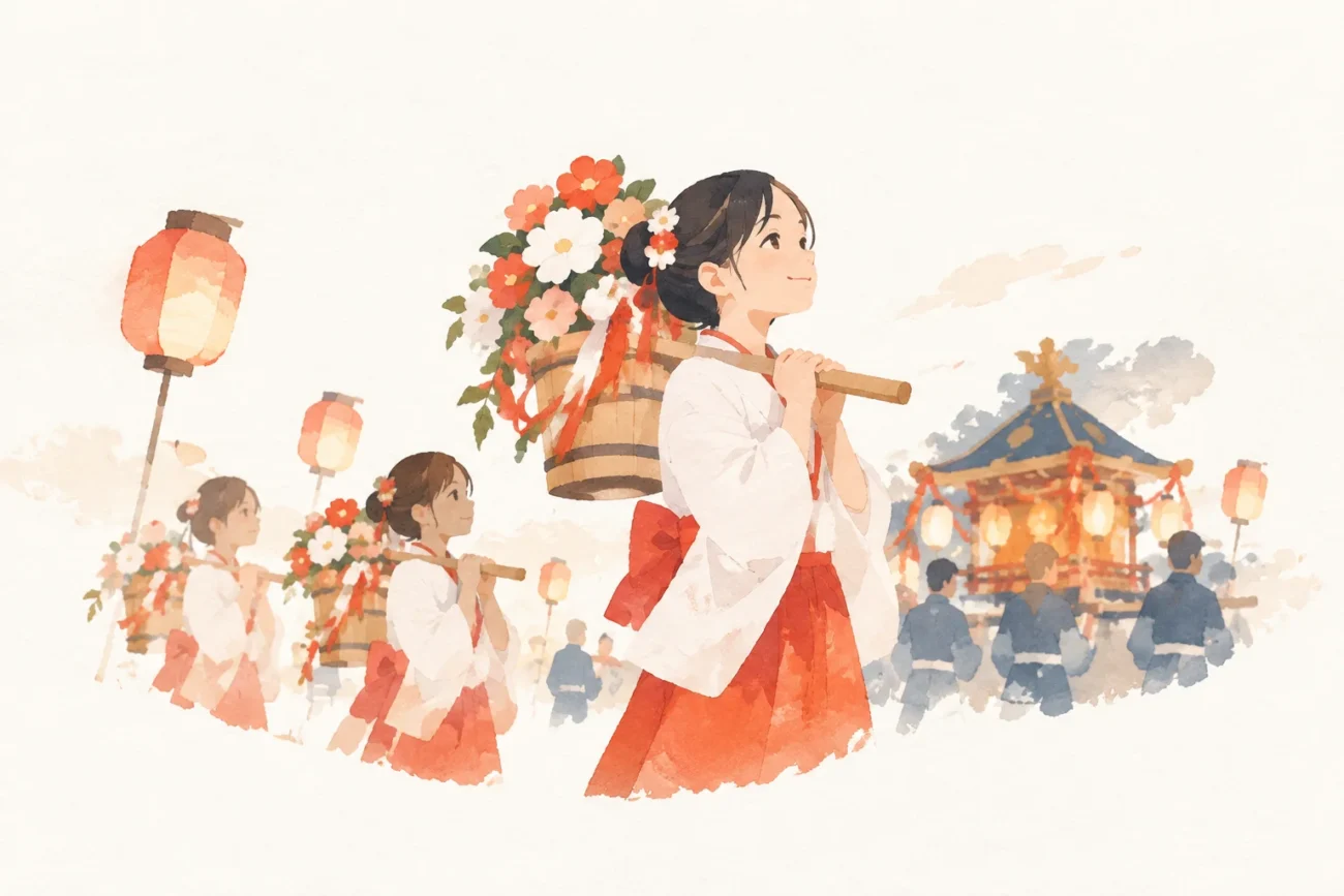 花桶かつぎをテーマにした祭りのイメージ