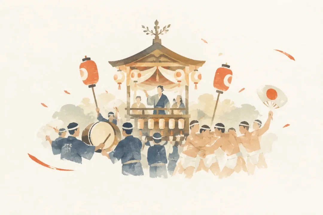 田野辺の天祭をテーマにした祭りのイメージ